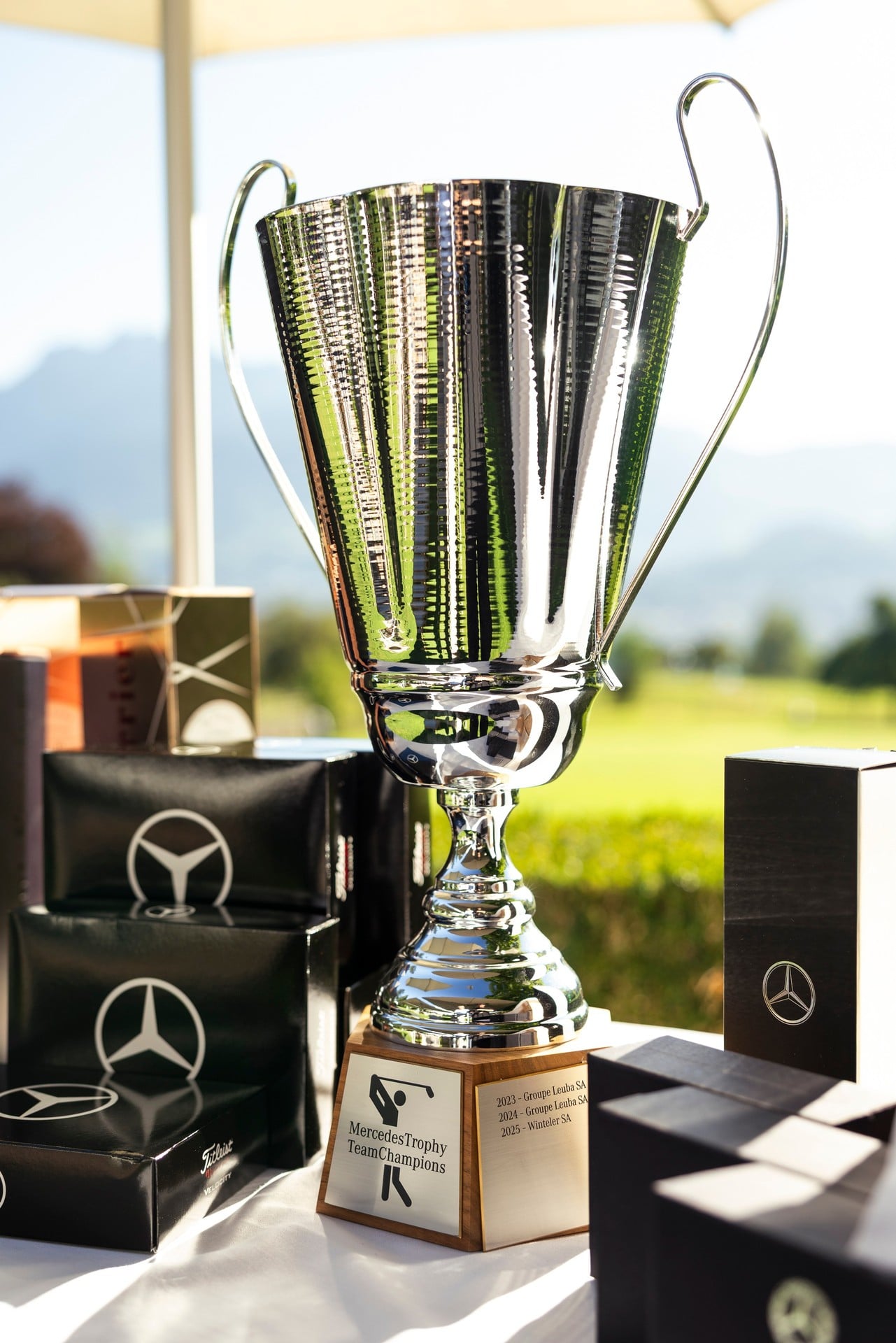 MercedesTrophy cup and prizes at the Swiss Final 2026